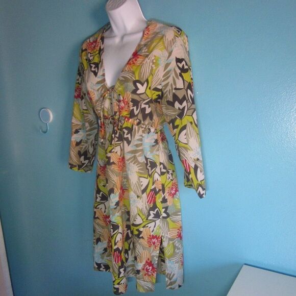 CZ Cotton Cover Up Dress Size M Floral Lightweight Summer Beach Dress - Picture 1 of 11